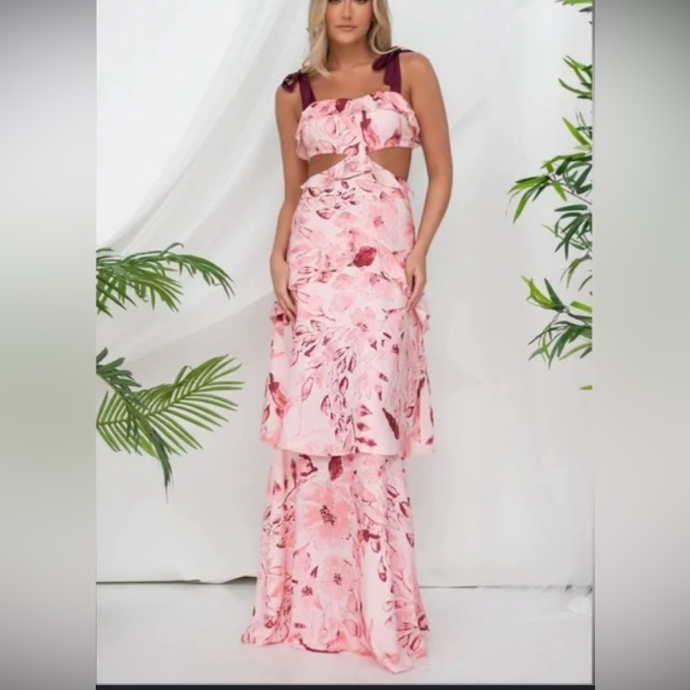 Brand New By Egreis Sara Pink Cutout Maxi Dress